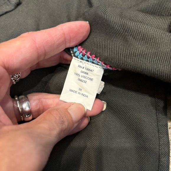 Time for Me 3X Tunic Embroidered Gray Long Bell Sleeves - Picture 10 of 12